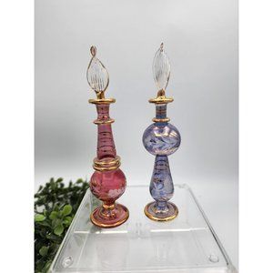 Set of 2 Etched Crystal Perfume Bottles - Royal Limited